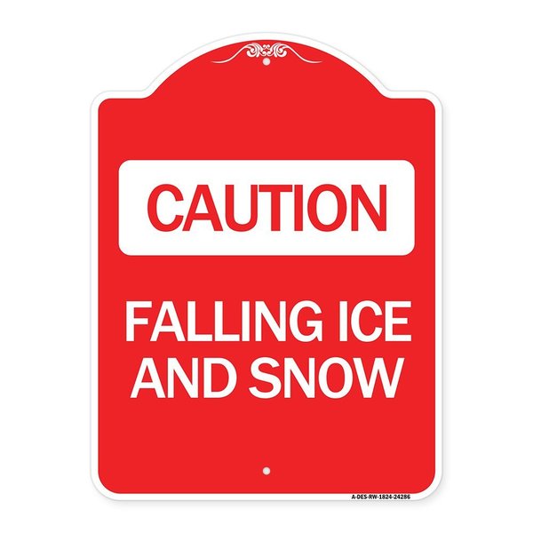 Signmission Designer Series Falling Ice and Snow, Red & White Aluminum Architectural Sign, 18" H, RW-1824-24286 A-DES-RW-1824-24286